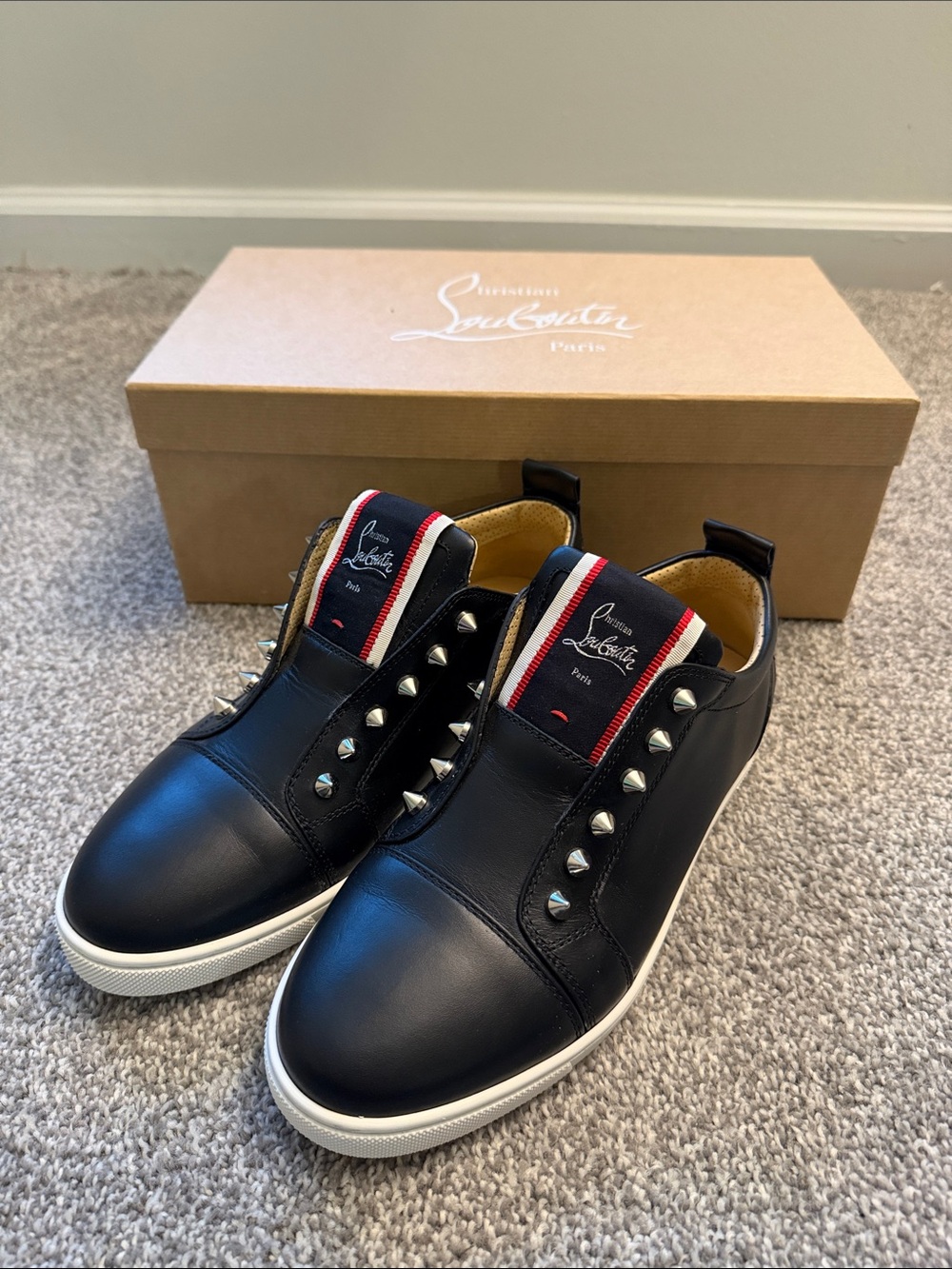 Christian Louboutin Black Studded Sneakers - F.A.V Fique A Vontade